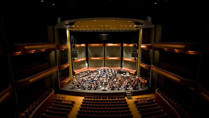 teatros, músico, orquestra, ensaio, palcos, HD papel de parede