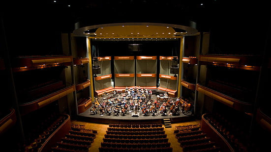 teatros, músico, orquestra, ensaio, palcos, HD papel de parede HD wallpaper