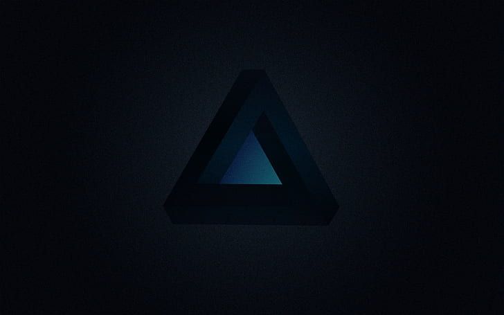 fond sombre et simple, minimalisme, triangle de Penrose, art numérique, triangle, Fond d'écran HD