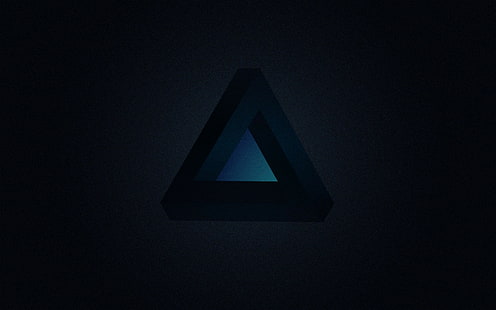 fundo escuro e simples, minimalismo, triângulo de Penrose, arte digital, triângulo, HD papel de parede HD wallpaper