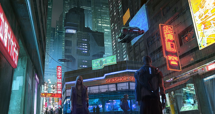 Cyberpunk, futuristisch, Neon, HD-Hintergrundbild