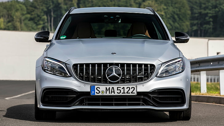 Mercedes-Benz, Mercedes-AMG C 63 S, Car, Compact Car, Luxury Car, Mercedes-AMG C 63 S Estate, Silver Car, Station Wagon, HD wallpaper