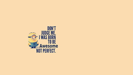 Minion character with text overlay, minions, cartoon, quote, Despicable Me, minimalism, simple background, HD wallpaper HD wallpaper