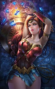 Wonder Woman, Justice League, DC Comics, kobiety, filmy, pionowe, superbohaterka, Diana (cudowna kobieta), rysunek, fanart, grafika, ilustracja, sztuka cyfrowa, superbohaterki, komiksy, komiksy, komiksy, Wu XianDeng, Tapety HD HD wallpaper