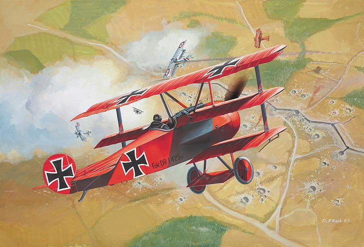 pesawat, Baron merah, Triplane, dunia pertama, Wallpaper HD