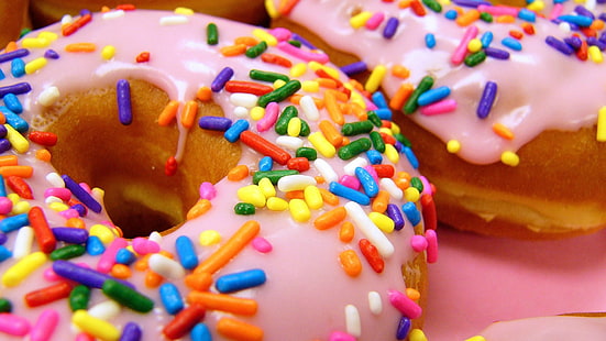donut, sprinkles, dessert, food, doughnuts, colorful, HD wallpaper HD wallpaper