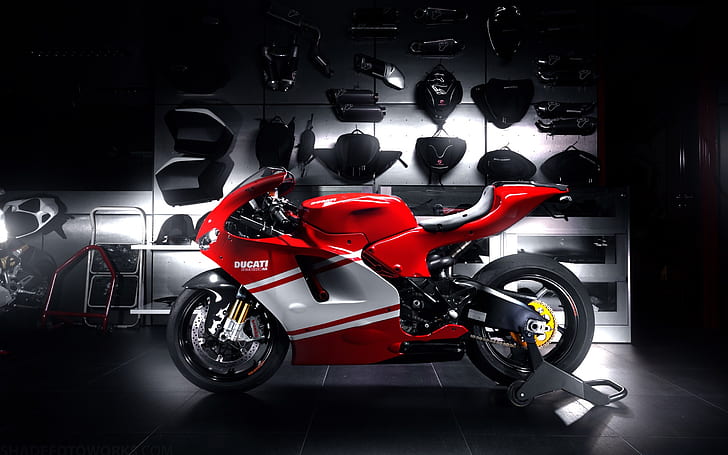 Ducati red sportbike, motorcycle, Ducati, Red, Sportbike, Motorcycle, HD wallpaper