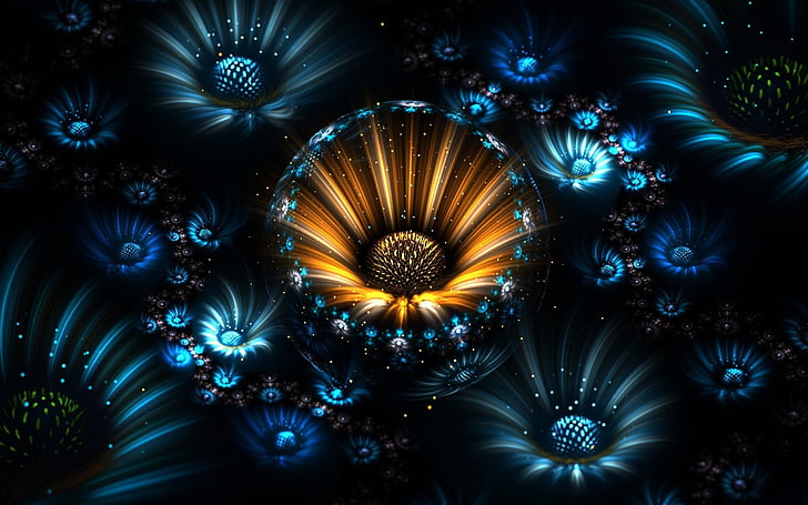 abstract, fractal, fractal flowers, HD wallpaper