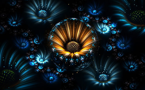 abstract, fractal, fractal flowers, HD wallpaper HD wallpaper