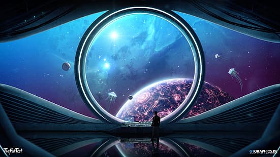 Taenaron, 3D, luar angkasa, fiksi ilmiah, planet, futuristik, TheFatRat, Wallpaper HD HD wallpaper