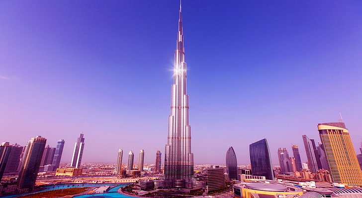 World's Tallest Tower Burj Khalifa, grey high-rise building, City, Dubai, burj khalifa, tallest tower, HD wallpaper