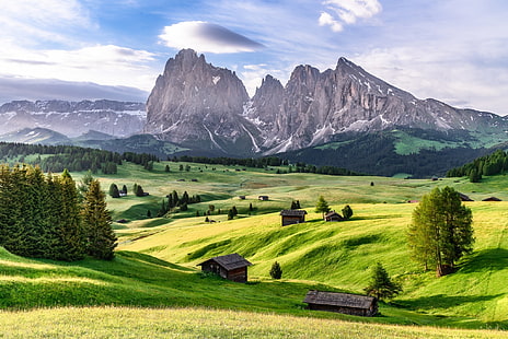 montañas, Italia, Los Dolomitas, Alpes Dolomitas, El Alpe di Siusi, Fondo de pantalla HD HD wallpaper