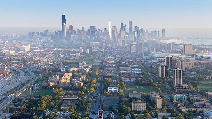 gedung pencakar langit, cityscape, Chicago, Wallpaper HD