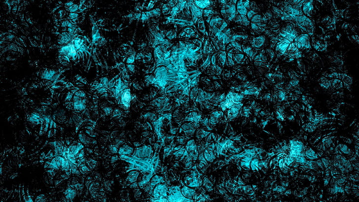 Abstract, Turquoise, Black, HD wallpaper