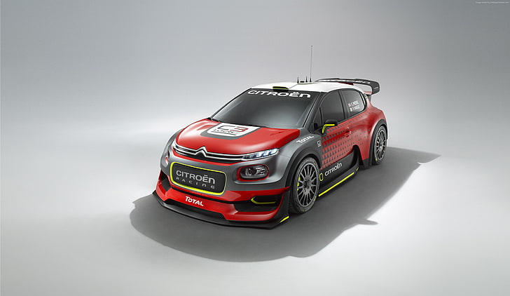red, paris auto show 2016, rally, Citroen C3 WRC, HD wallpaper