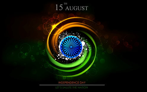 8月15日、国に敬礼、ハッピーディワリ独立記念日イラスト、祭り/祝日、独立記念日、旗、祭り、インド、 HDデスクトップの壁紙 HD wallpaper