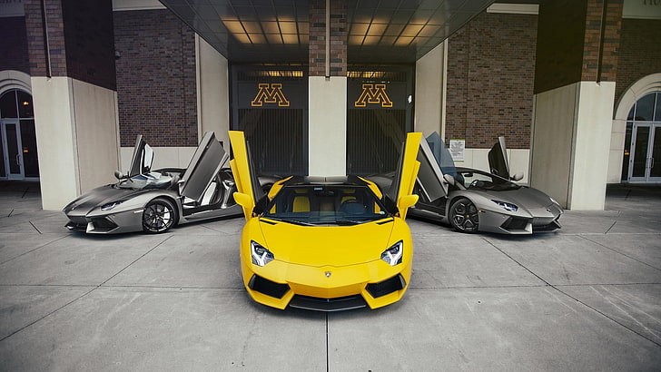auto, Lamborghini Aventador, Lamborghini, macchine gialle, Sfondo HD