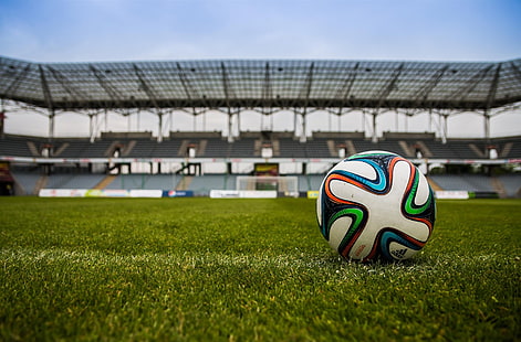 Футбольный мяч, стадион, спорт, футбол, футбол, трава, игра, мяч, спорт, стадион, поле, матч, HD обои HD wallpaper