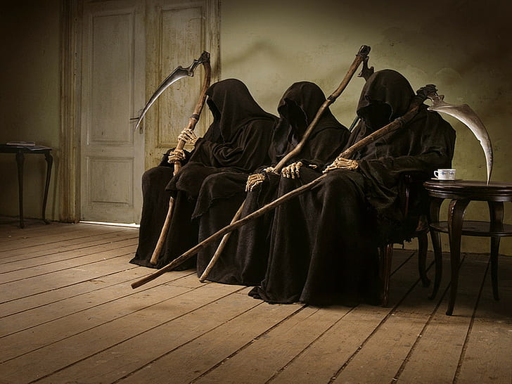 three grim reaper digital artwork, death, Grim Reaper, HD wallpaper