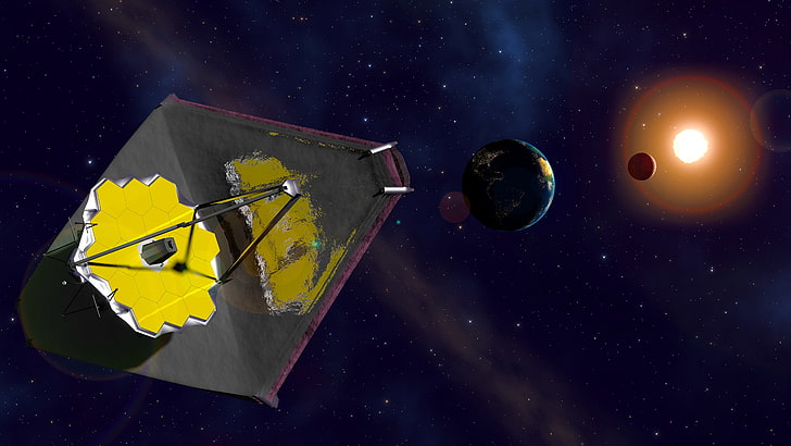 die Sonne, der Weltraum, die Sterne, die Erde, das Teleskop, James Webb, HD-Hintergrundbild