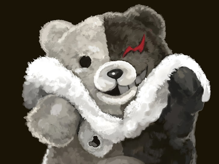 Peluche oso blanco y negro, Danganronpa, Monokuma (Danganronpa), Fondo de pantalla HD
