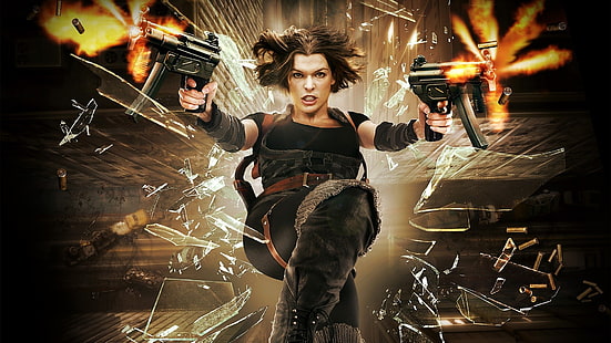 дамски черни панталони, Мила Йовович, Resident Evil, филми, Resident Evil: Afterlife, HD тапет HD wallpaper