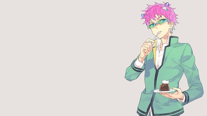 Saiki kusuo, różowe włosy, chłopcy z anime, Tapety HD