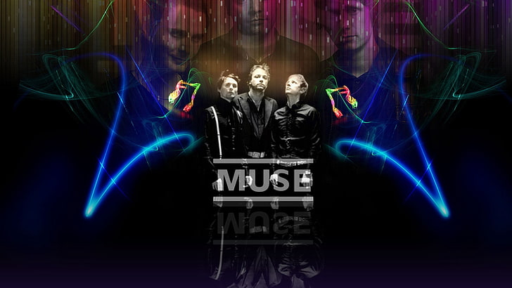 Muse digital wallpaper, muse, band, members, background, graphics, HD wallpaper