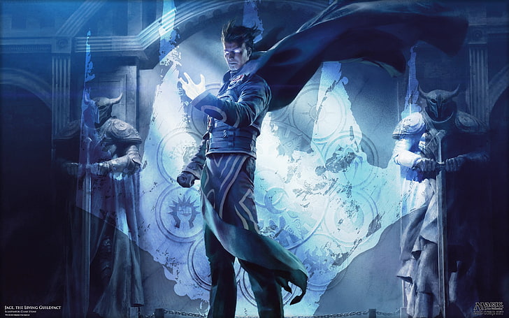 fondo de pantalla de personaje de anime masculino de pelo negro, Magic: The Gathering, magic, Planeswalkers, Jace Beleren, wizard, Fondo de pantalla HD