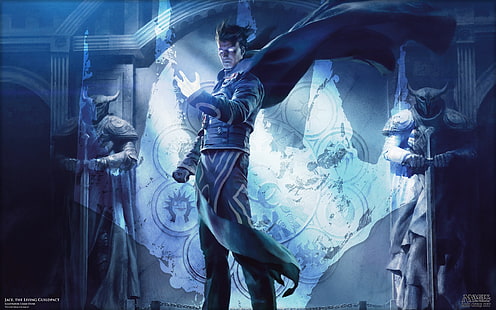 fondo de pantalla de personaje de anime masculino de pelo negro, Magic: The Gathering, magic, Planeswalkers, Jace Beleren, wizard, Fondo de pantalla HD HD wallpaper