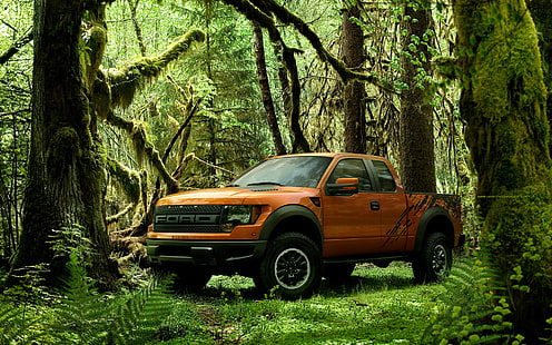 raptor, Ford, oranye, truk, Ford Raptor, Wallpaper HD HD wallpaper