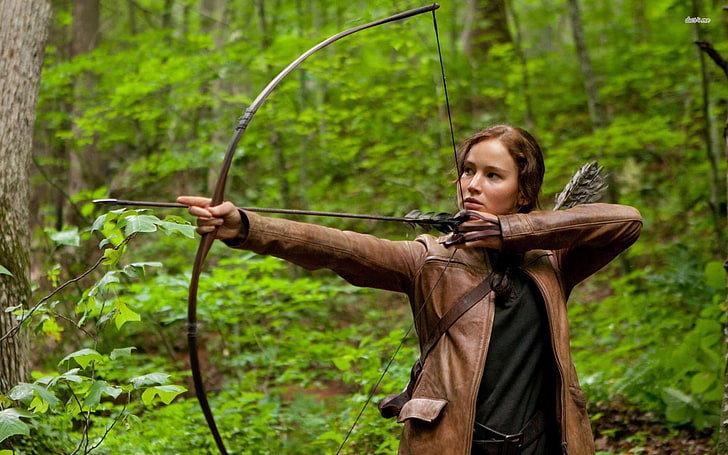 Jennifer Lawrence, movies, Hunger Games, The Hunger Games, women, actress, bow, HD wallpaper