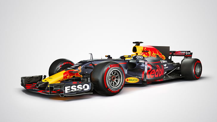 검정색, 빨간색 및 노란색 포뮬러 1 자동차, Red Bull RB13, 포뮬러 원, 레이싱 카, 2017, 4K, HD 배경 화면