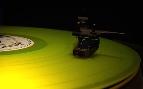 gramofon zielono-czarny, muzyka, winyl, gramofony, Tapety HD HD wallpaper