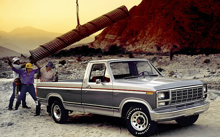 1980 Ford F-150, gray 2 door pick up truck, cars, 1920x1200, ford, ford f-150, HD wallpaper