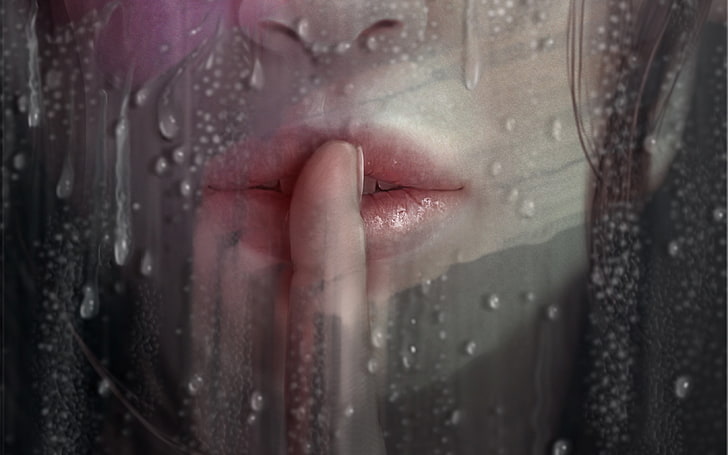 lábios vermelhos da mulher, mulheres, bocas, Evniki, HD papel de parede