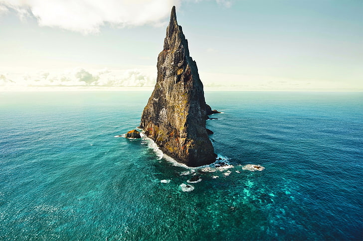 brązowa przybrzeżna formacja skalna, Australia, skała, wyspa, morze, natura, krajobraz, Tapety HD
