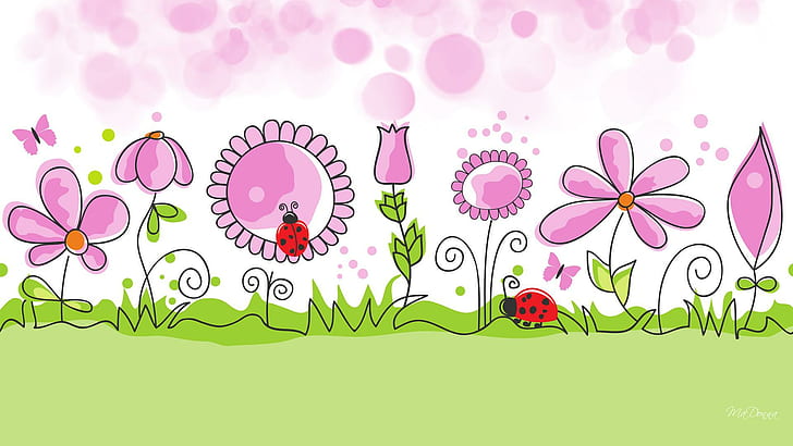 Flower Garden Spring Vector Free Desktop Background, vector, background, desktop, flower, garden, spring, HD tapet