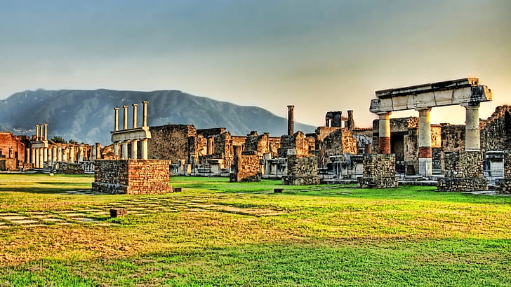 Ruinen, Griechenland, Gras, Stein, Säulen, HD-Hintergrundbild
