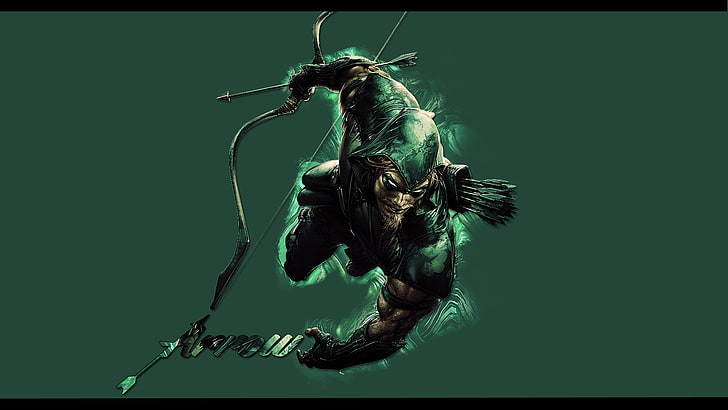 illustration d'archer, flèche, bandes dessinées DC, super-héros, flèche verte, Oliver Queen, fond simple, Fond d'écran HD