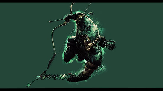 archer illustration, Arrow, DC Comics, superhero, Green Arrow, Oliver Queen, simple background, HD wallpaper HD wallpaper