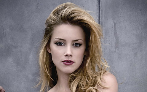 Amber Heard, women, face, actress, makeup, looking at viewer, long hair, HD wallpaper HD wallpaper