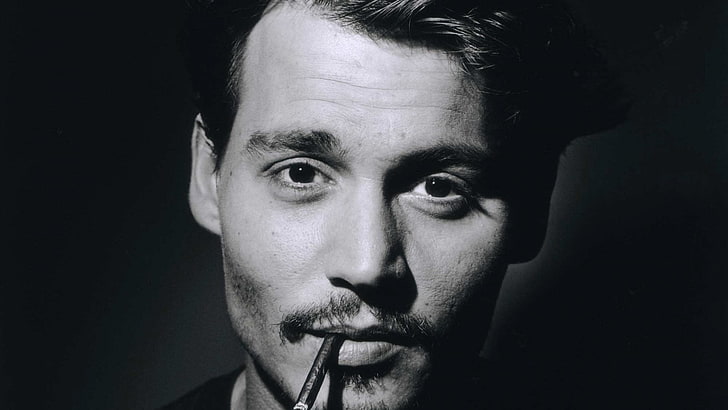 Johnny Depp, Johnny Depp, monochrome, actor, men, HD wallpaper