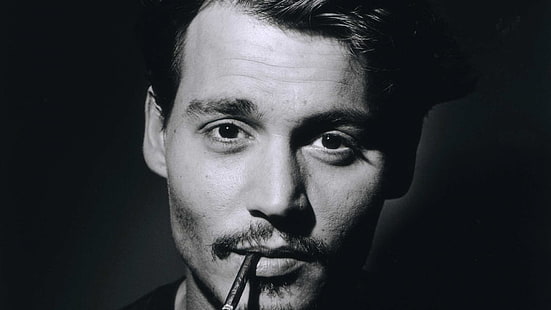 Johnny Depp, Johnny Depp, monochromatyczny, aktor, mężczyźni, Tapety HD HD wallpaper