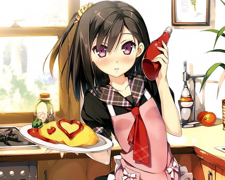 Kantoku, Shizuku, Girl, Kitchen, Omelet, HD wallpaper