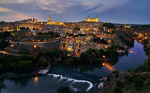 Tarihi Toledo şehir, İspanya, Avrupa, İspanya, Şehir, Görünüm, Hava, Katedral, Manzarası, Tarih, tarihsel, unesco, kültürel, dünya mirası, DroneFotoğrafçılık, Toledo, CastileLaMancha, Alcazar, HD masaüstü duvar kağıdı HD wallpaper