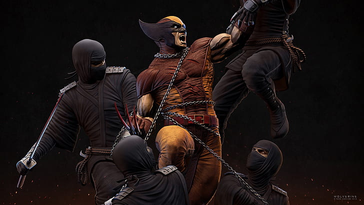 X-Men, Vielfraß, Ninja, Wunder-Comics, Logan, James Howlett, HD-Hintergrundbild