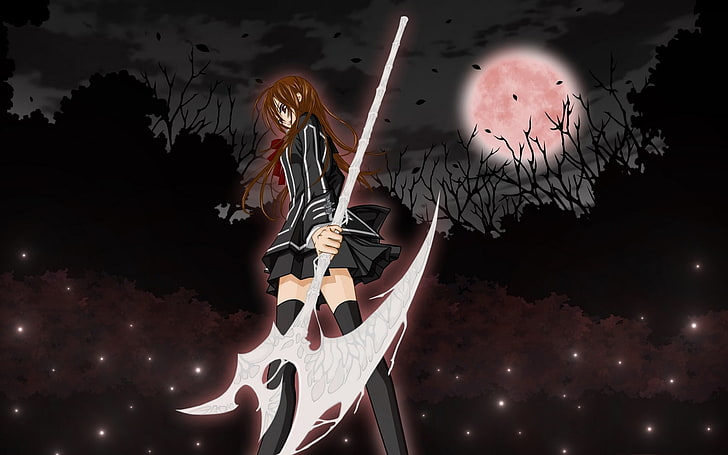 Рыцарь-вампир Юки, женский персонаж аниме, держащий косу обои, аниме / анимация,, аниме серия, HD обои