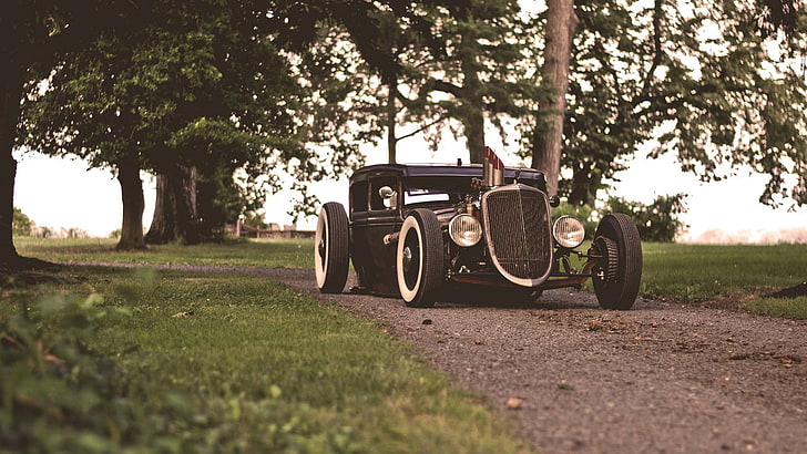 caer czarno-szare coupe, Ford, hot rod, rat, hotroad, ratrod, Tapety HD