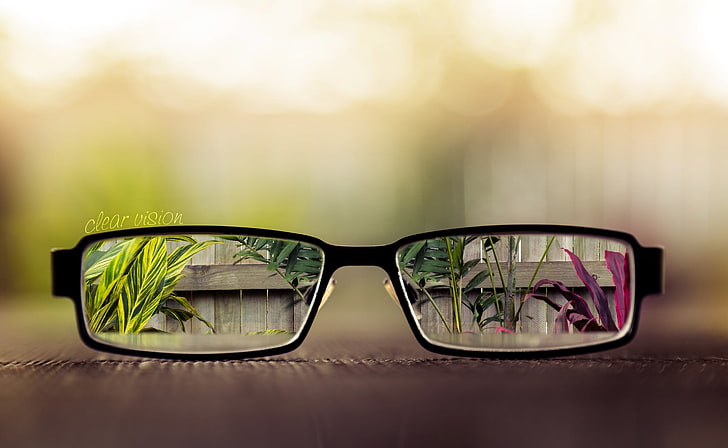 Clear Vision, Brille mit schwarzen Rahmen, Aero, Macro, Brille, Vision, Clear, Bokeh, Brille, HD-Hintergrundbild